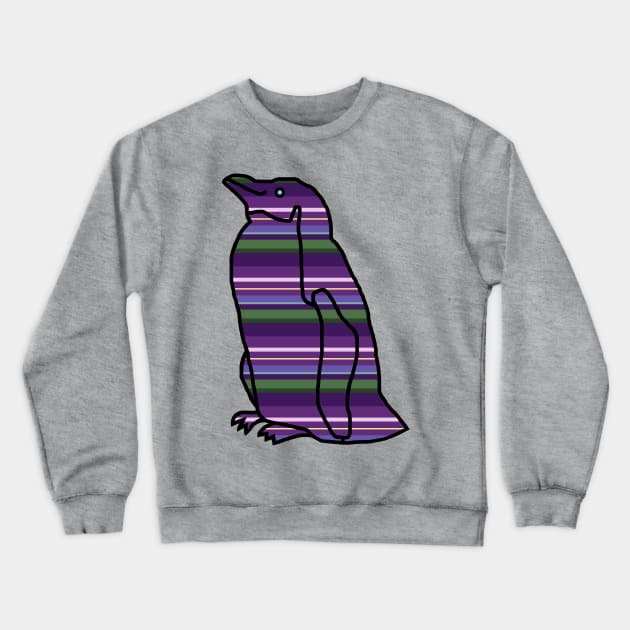 Lavender Stripes Penguin Crewneck Sweatshirt by ellenhenryart